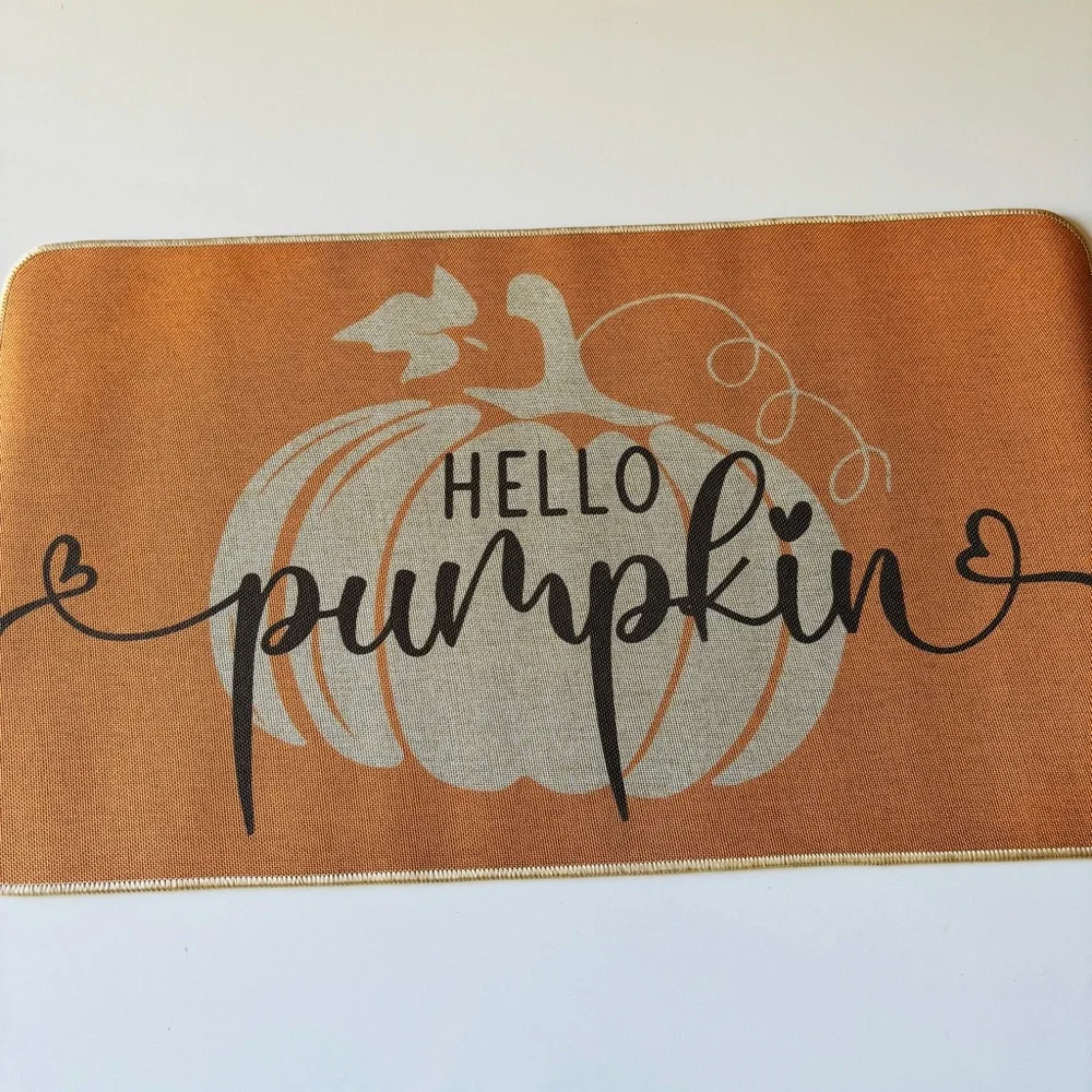 Hello Fall Pumpkin Mat, Set of 2